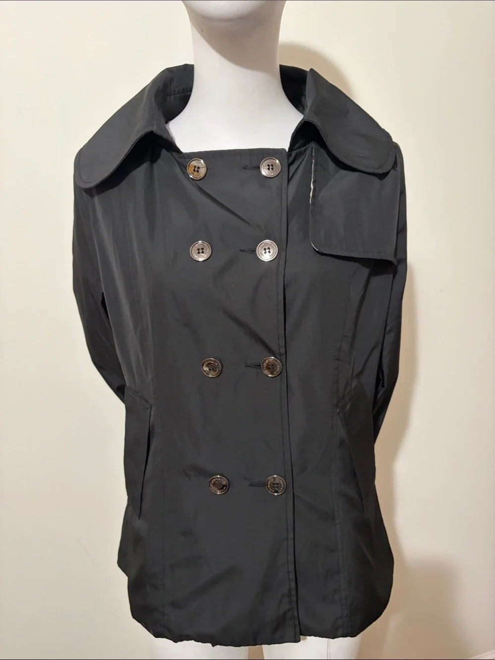 Burberry Black Double-Breasted Trench Coat Jacket Made in England - Picture 10 of 16